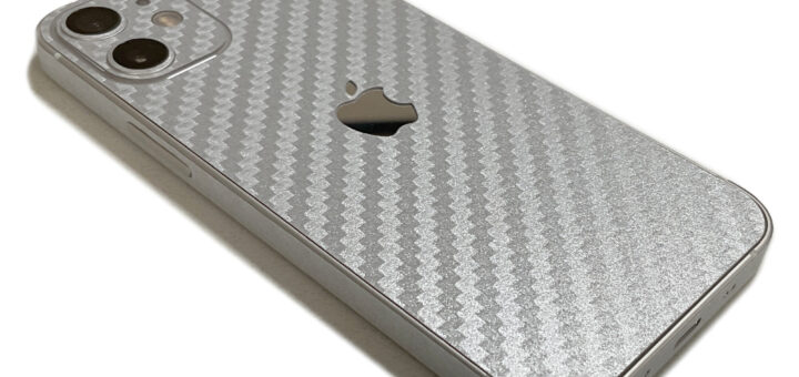 wraplus スキンシール iPhone12 mini シルバーカーボン
