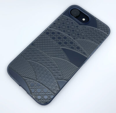 Air Jacket “kiriko” for iPhone 17e / iPhone 16e 千代柄(扇)(クリアネイビー)