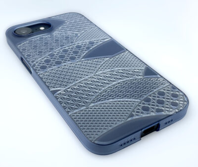 Air Jacket “kiriko” for iPhone 17e / iPhone 16e 千代柄(扇)(クリアネイビー)