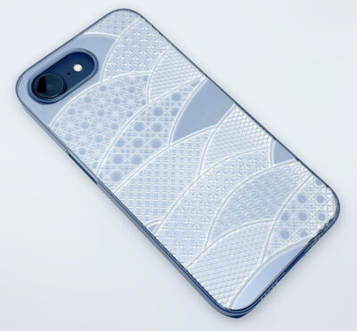 Air Jacket “kiriko” for iPhone 17e / iPhone 16e 千代柄(扇)(クリアネイビー)