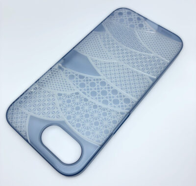 Air Jacket “kiriko” for iPhone 17e / iPhone 16e 千代柄(扇)(クリアネイビー)